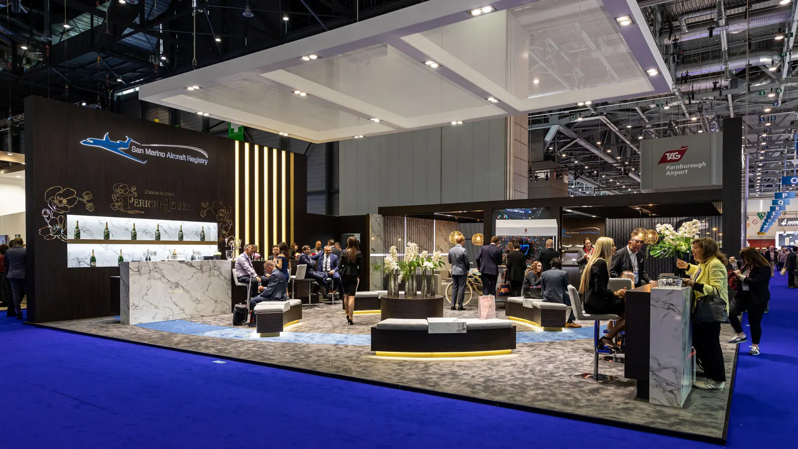 Exhibition stand set up as a lounge